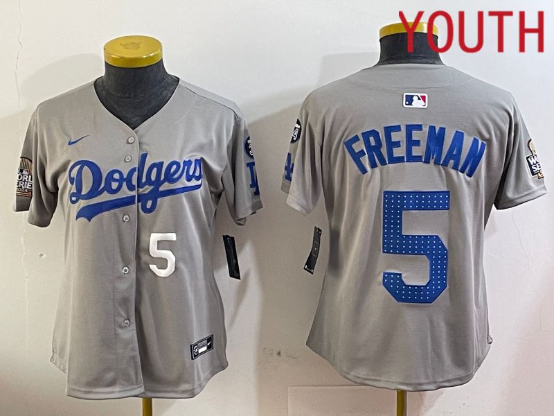 Youth Los Angeles Dodgers #5 Freeman Grey Game 2024 Nike MLB Jersey style 12053->youth mlb jersey->Youth Jersey